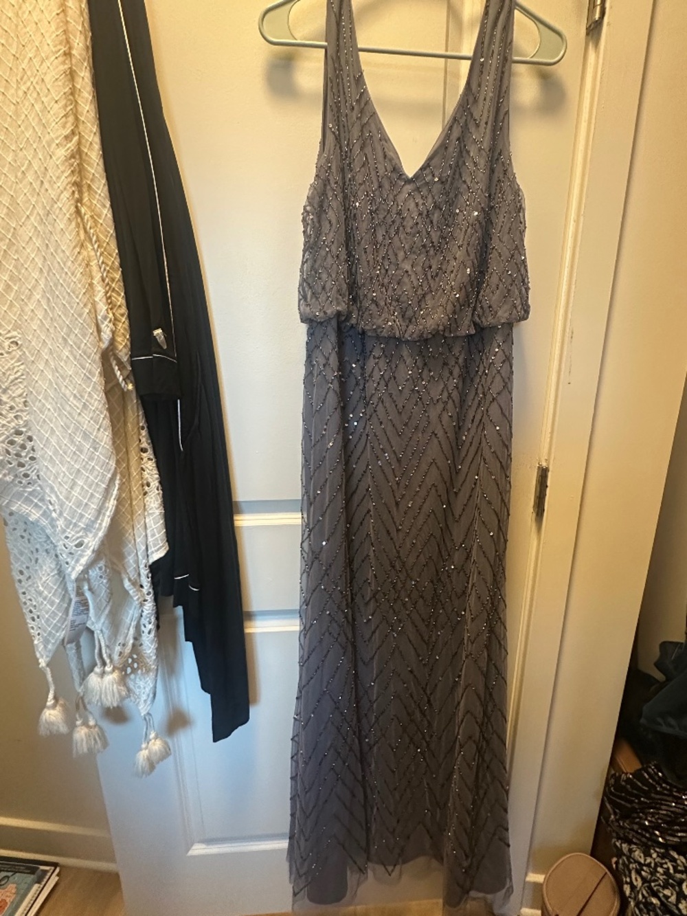 Anthropologie beaded plus size gown --lavender/gray—worn only once